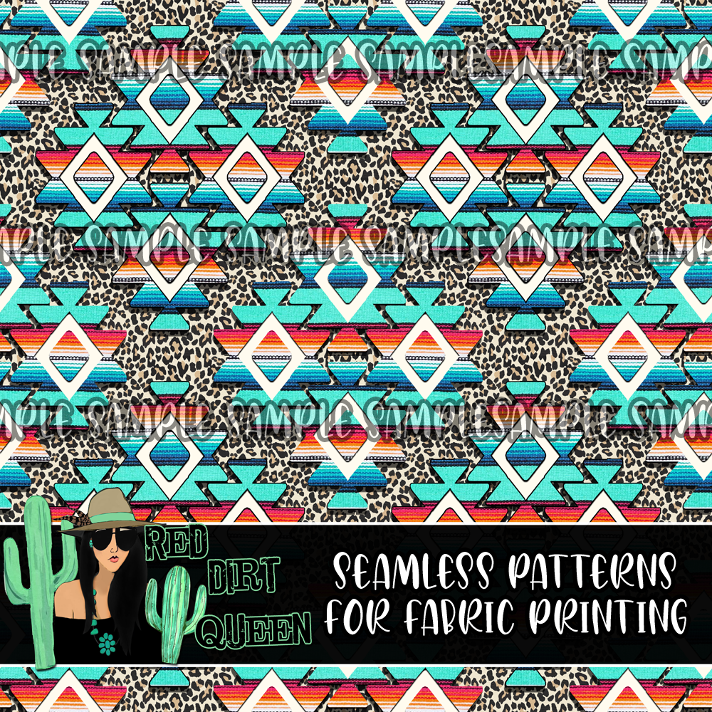 Seamless Pattern Leopard Serape Aztec