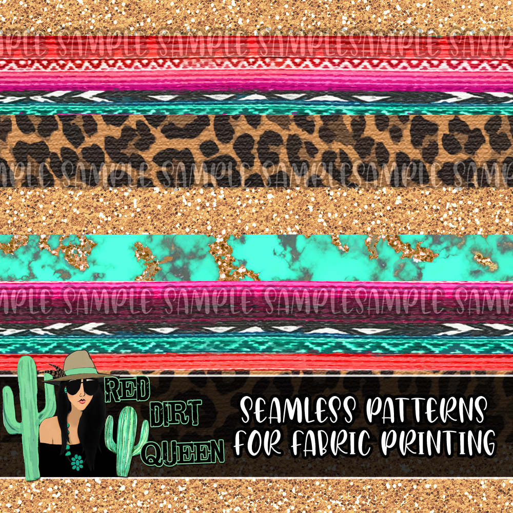 Seamless Pattern Serape Leopard Glitter Stripe