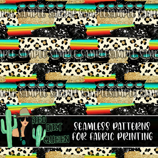 Seamless Pattern Leopard Serape Stone Brushstrokes