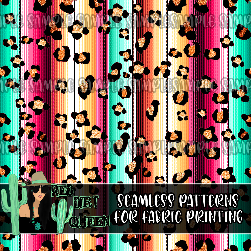 Seamless Pattern Serape Shimmer Leopard Spots