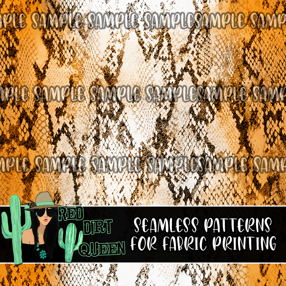 Seamless Pattern Orange Ombre Snake Print