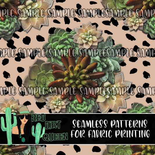Seamless Pattern Succulent Dots