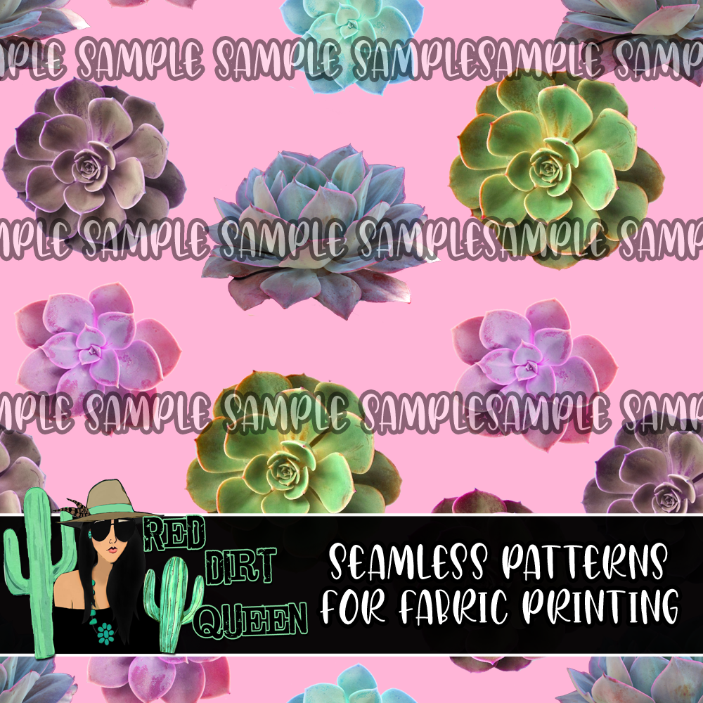 Seamless Pattern Succulents Purple