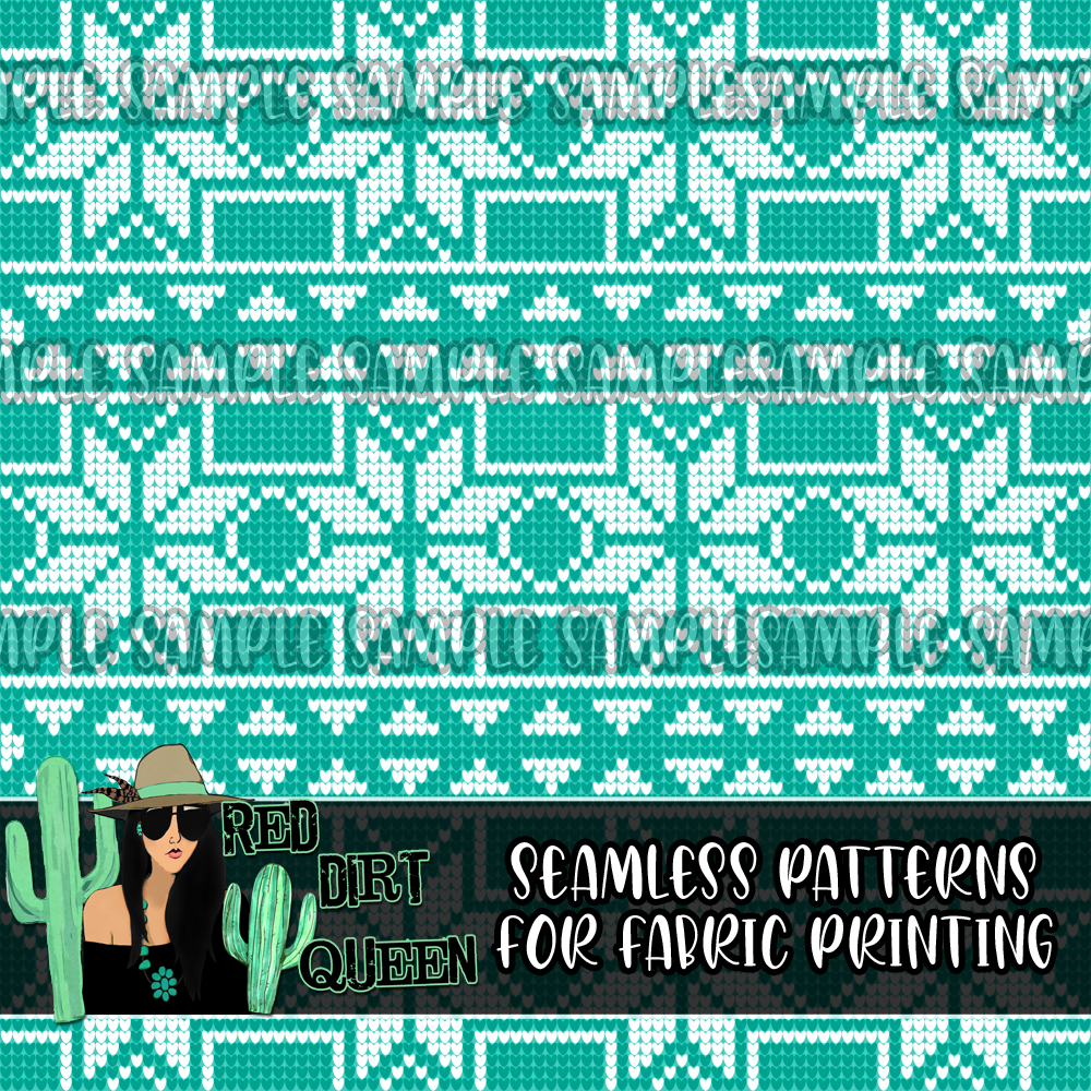 Seamless Pattern Turquoise Holiday Sweater