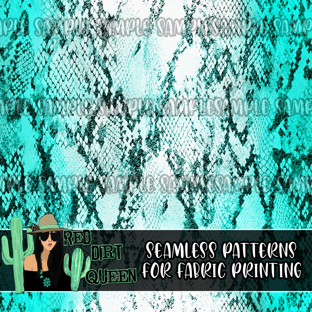 Seamless Pattern Turquoise Ombre Snake Print