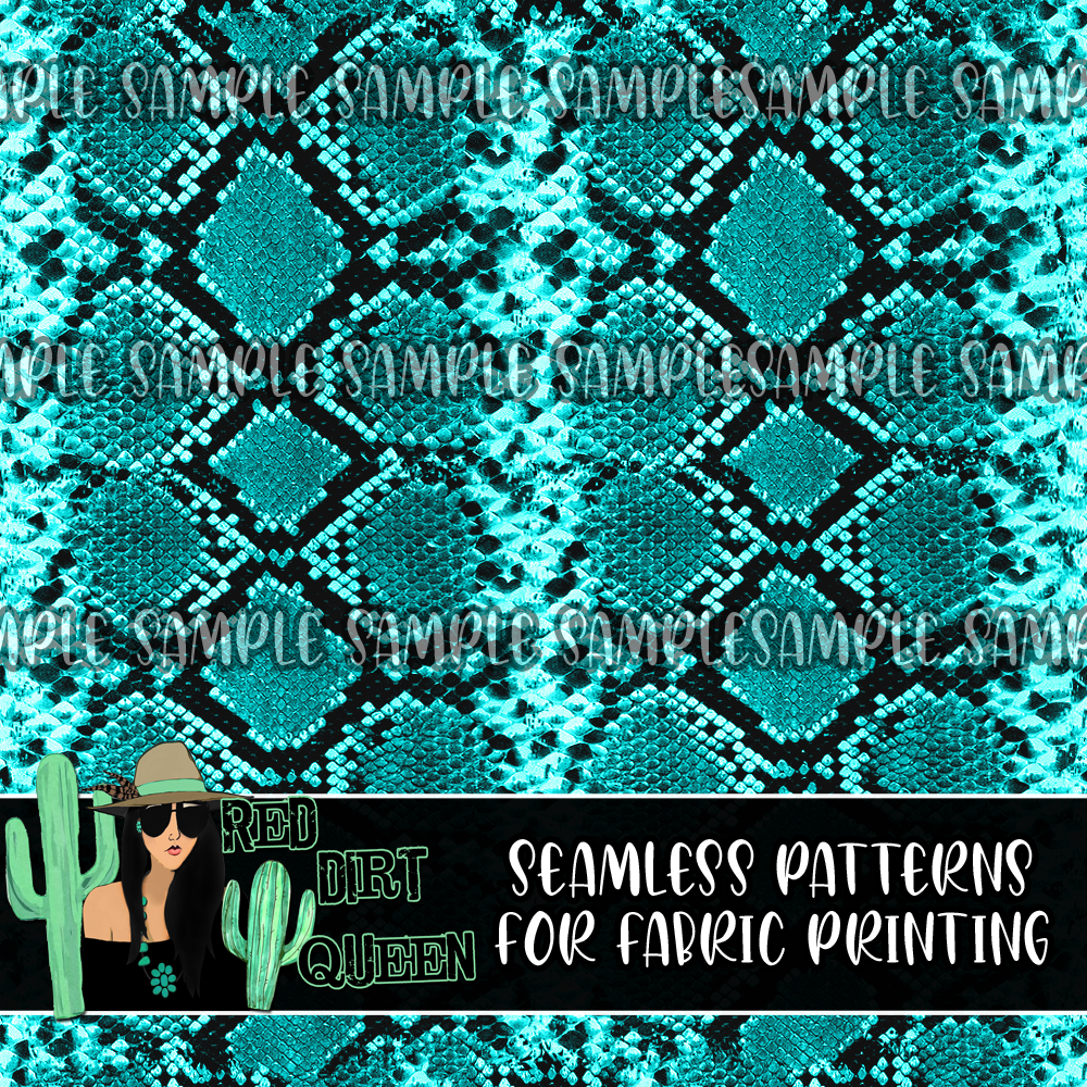 Seamless Pattern Teal Snake Print Stripe