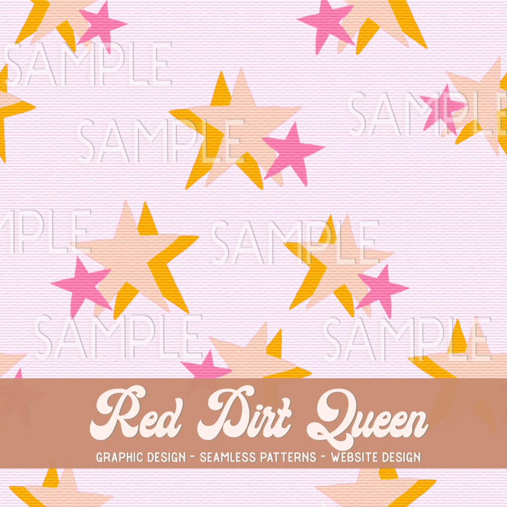 Seamless Pattern Textured Pink Gold Stars