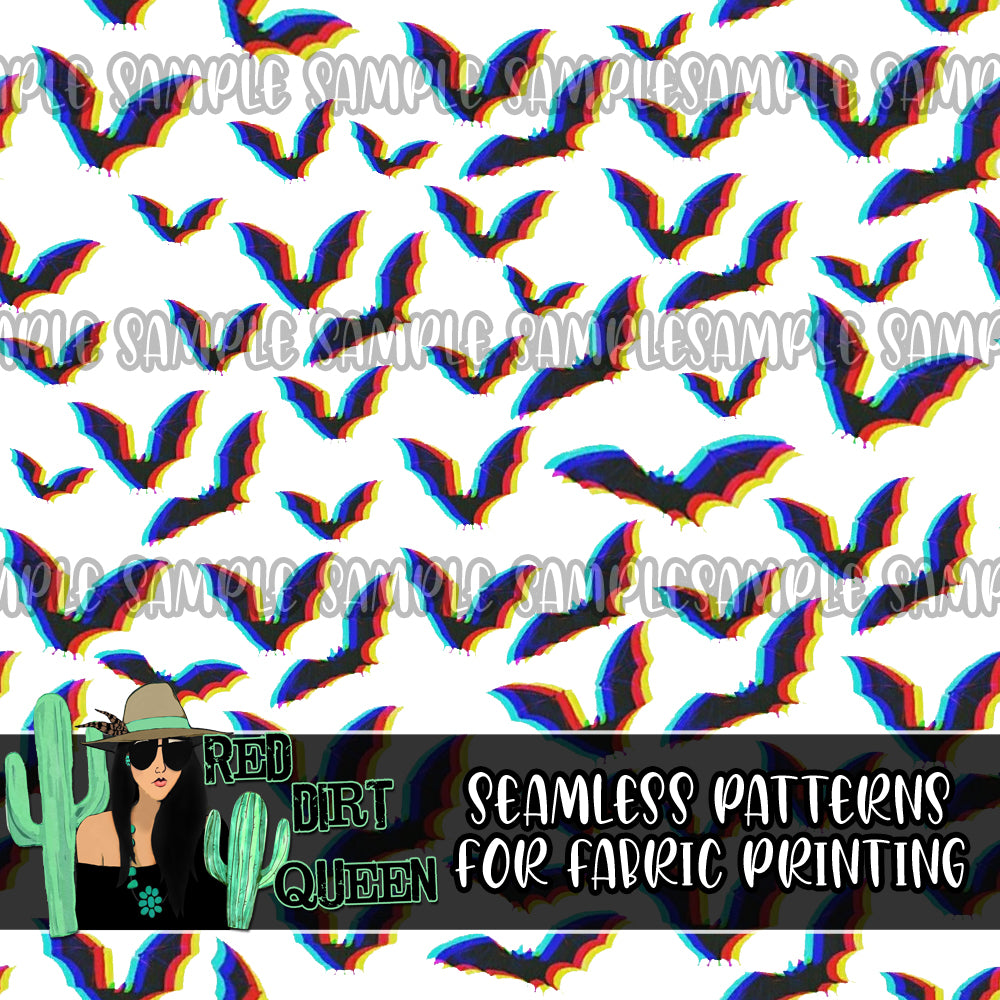 Seamless Pattern Trippy Bats