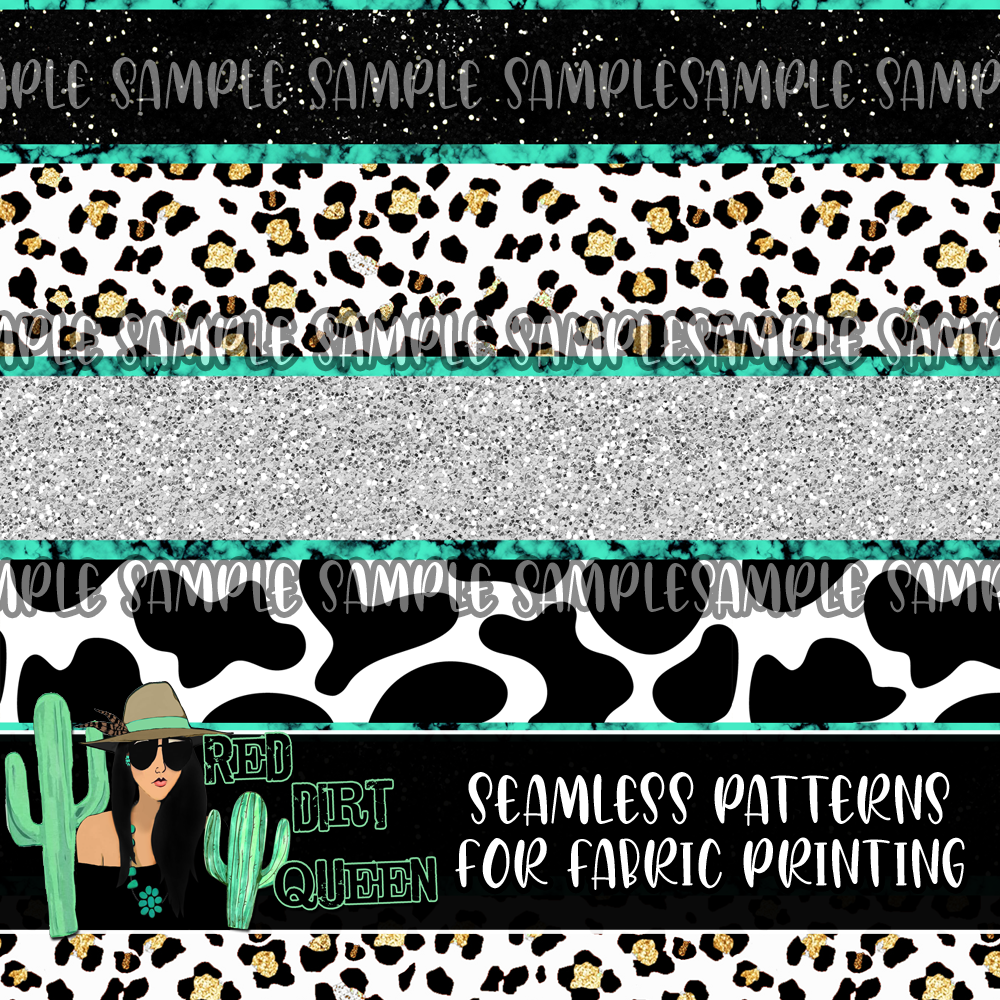 Seamless Pattern Cow Leopard Glitter Stripes