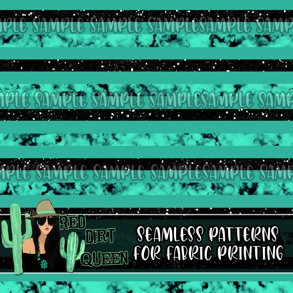 Seamless Pattern Turquoise Black Glitter Stripe