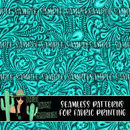 Seamless Pattern Tooled Leather Turquoise Textured