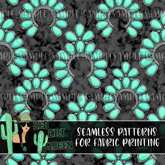 Seamless Pattern Grey Stone Turquoise Squash