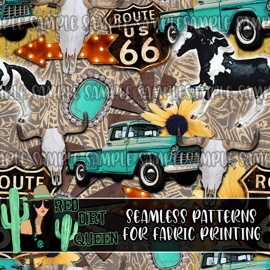 Seamless Pattern Country Route 66
