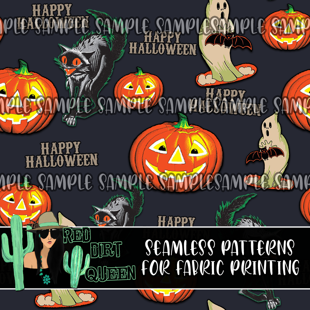 Seamless Pattern Vintage Halloween