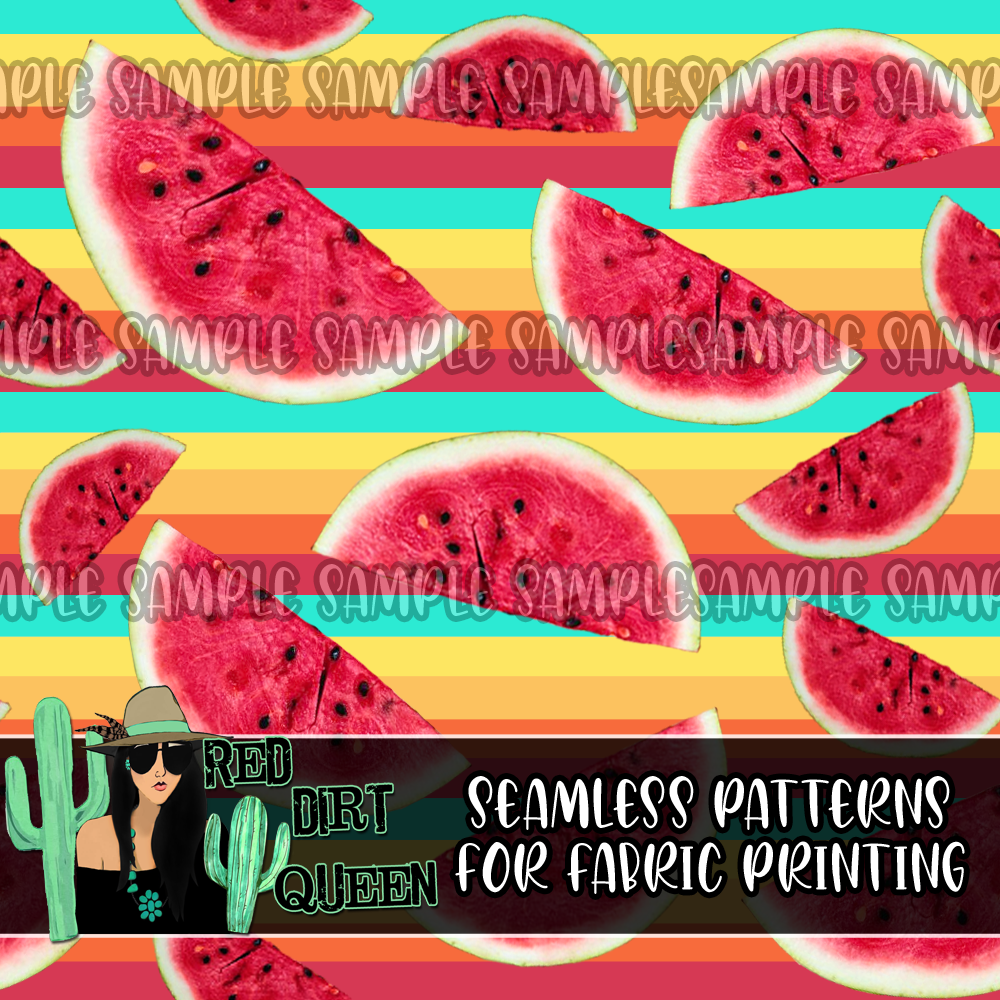 Seamless Pattern Watermelon Summer Stripe