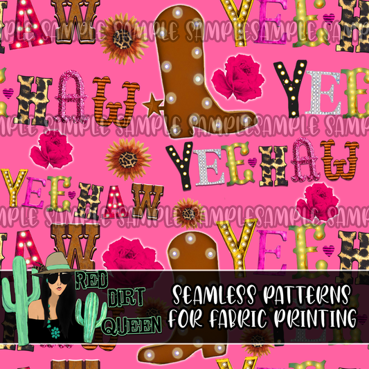 Seamless Pattern Yee-Haw Pink