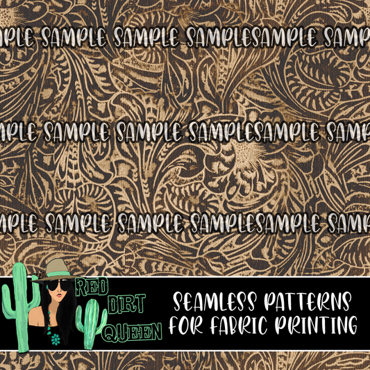 Seamless Pattern Tooled Leather Brown