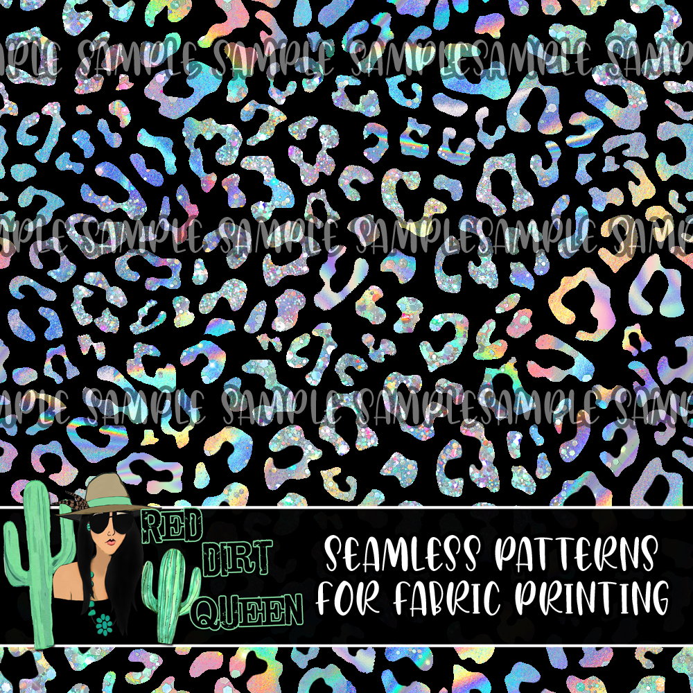 Seamless Pattern Holographic & Glitter Leopard Spots