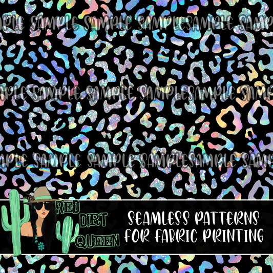 Seamless Pattern Holographic & Glitter Leopard Spots