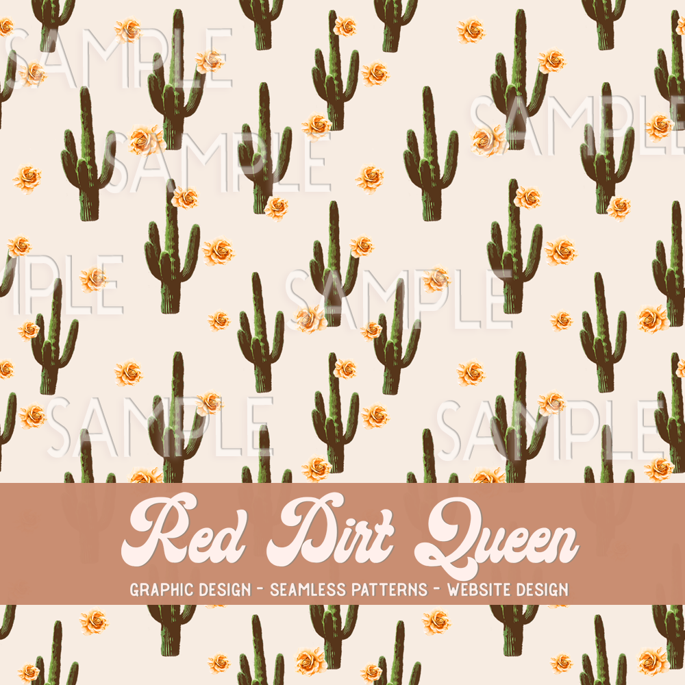 Seamless Pattern Cactus Floral
