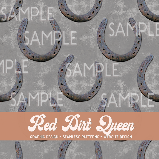 Seamless Pattern Horseshoes Distressed Grey