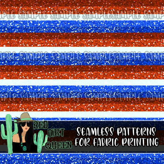 Seamless Pattern Glitter July 4th Stripes