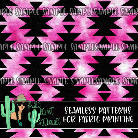 Seamless Pattern Pink Tie Dye Aztec
