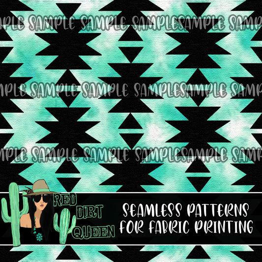 Seamless Pattern Turquoise Tie Dye Aztec
