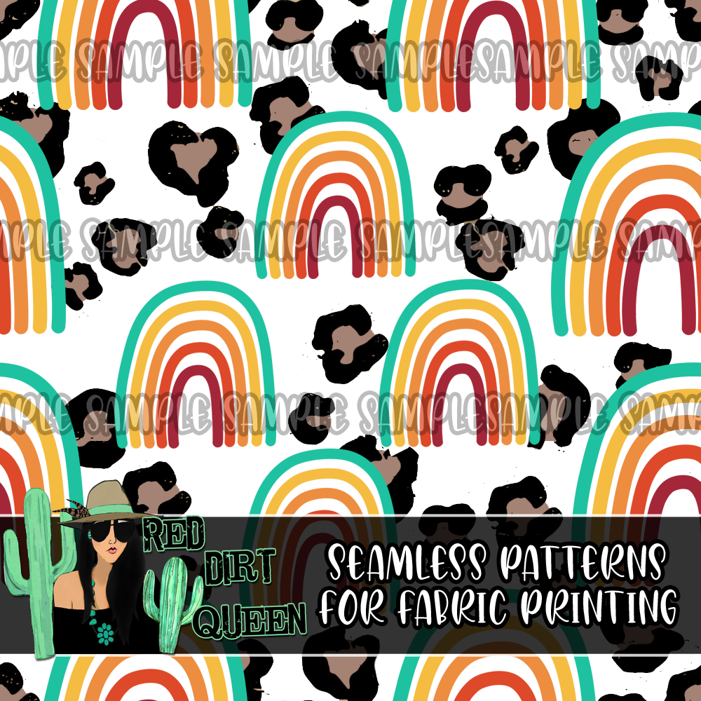 Seamless Pattern Rainbow Leopard Print